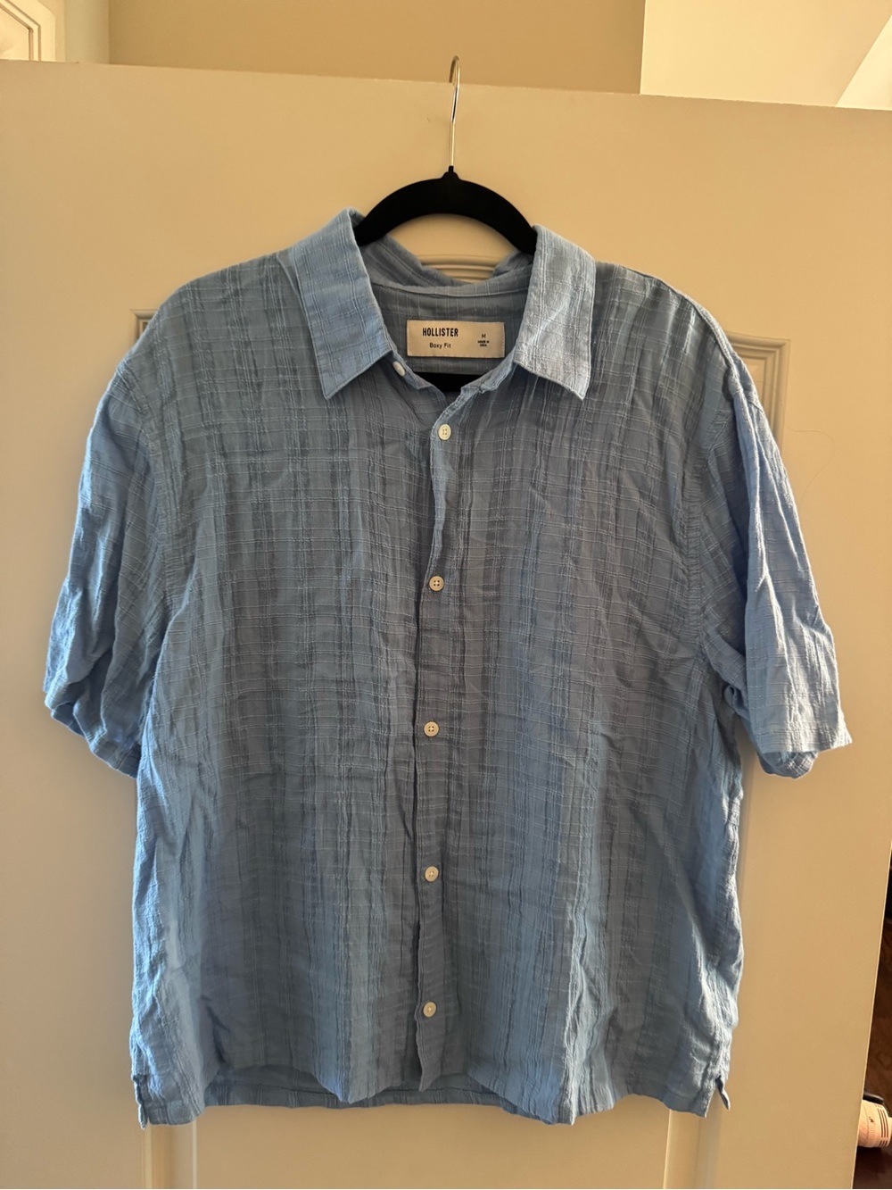 Men’s Hollister blue line button up, medium - boxy fit